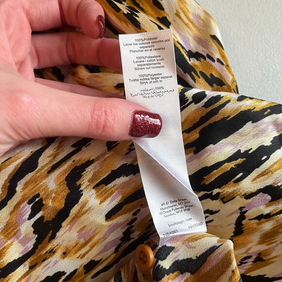 NWT! Boohoo Brown / Pink / Black Animal Print Blouse Size 8 - Picture 6 of 16